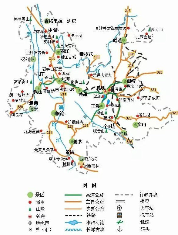 云南公共交通与景区分布